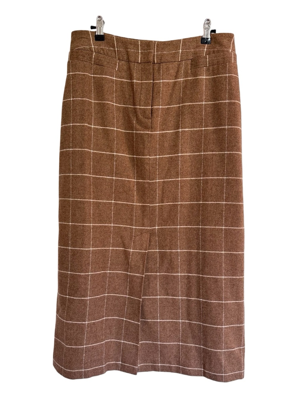 Vintage J.G. Hook Brown Tan Plaid Wool Blend Skirt Dark Academia Womens Size 12P